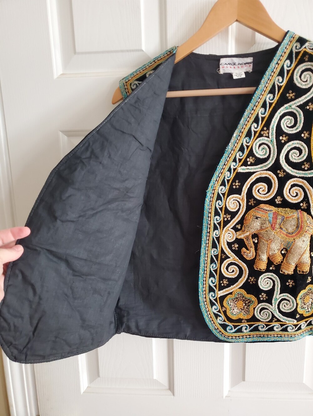 Carol Horn Vintage Bohemian Kalaga‎ Burmese Sequin Elephant Vest - Picture 7 of 10